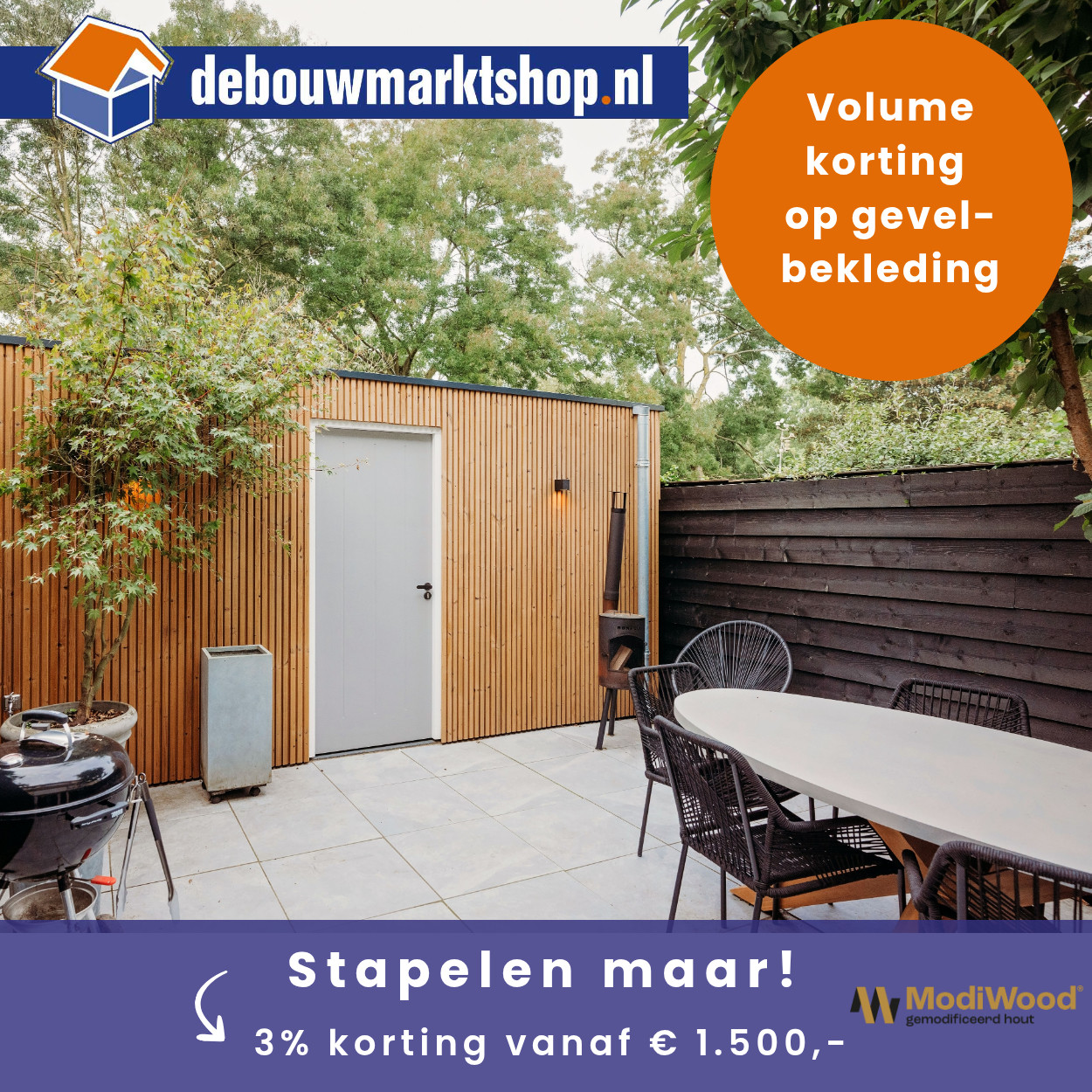 ModiWood Paal 4-zijdig geschaafd 66x66mm